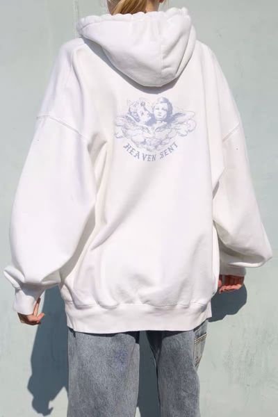 

2021 bm angel print zipper hoodie brandy coat melville long sleeve hoodie, Black