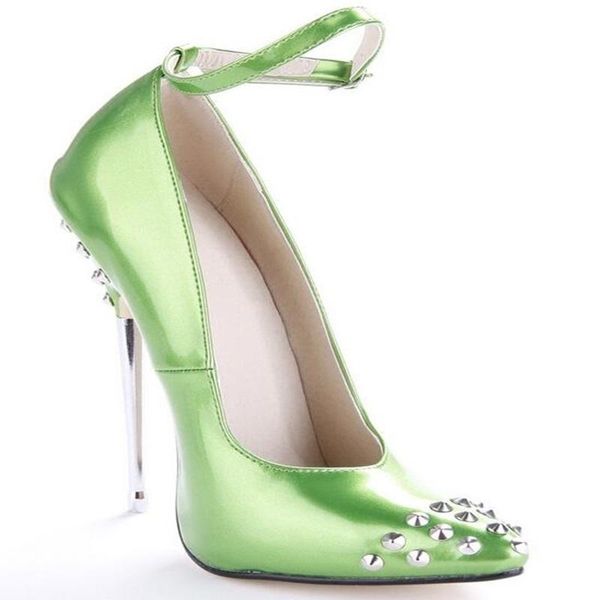 

size plus 43 selling stiletto heels metal pointed toe thin high heel t station catwalk woman pumps taking pictures, Black