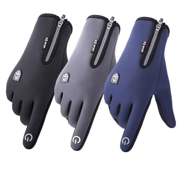 

cycling gloves winter waterproof warm touchscreen, Black