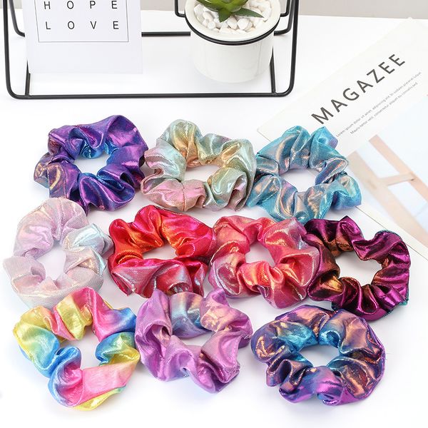 Brilhante Metálico Laser Elastic Hair Band Mulheres Meninas Scrunchies Cabelo De Borracha Titular De Cabelo Cabeça Headband Acessórios De Cabelo B1 504 Y2