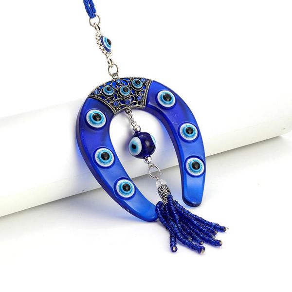 Objetos decorativos Figuras da moda parede pendurada em forma de ferradura em forma de charme de charme para carm Keychain Jewelry Mal Eye Gall
