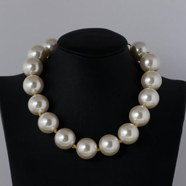 

exaggerated large bead pearl short payment chain neck chain, Golden;silver