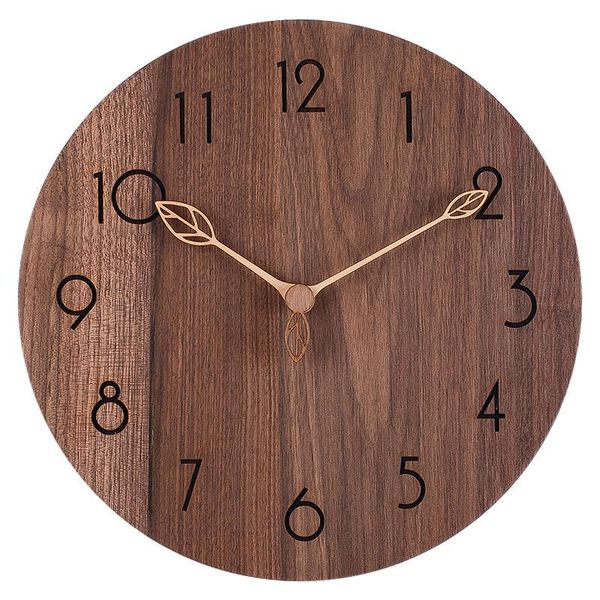 

black walnut wood bedroom living room clock decorative wall clock modern home round nordic decor