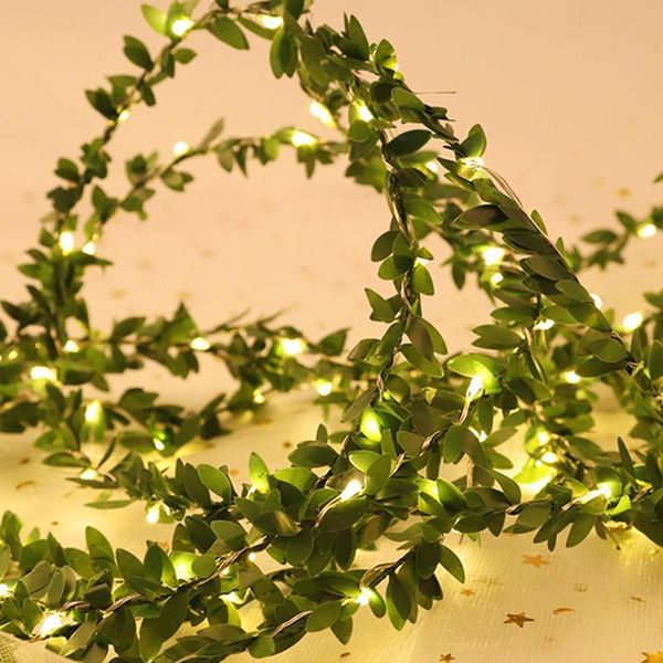 

strings tiny leaves garland fairy light led copper wire battery string lights for wedding forest table christmas home party decoration
