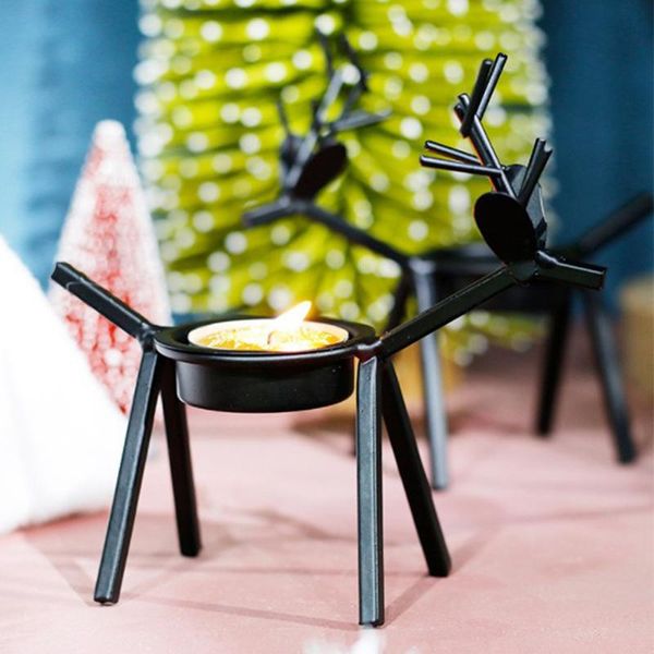 

candle holders christmas iron elk table decor merry holder decoration