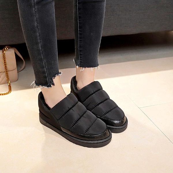 

boots snow men and women winter couple short tube plus suede cotton shoes, Black