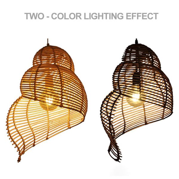 

pendant lamps retro hanging light handmade rattan snail shape loft living room dining home decor cafe restaurant chandelier