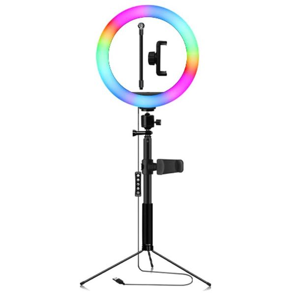

flash heads 10 inch rgb ring light tripod led selfie with stand video