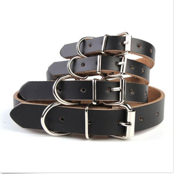 

dog collars & leashes adjustable cow leather pet cat puppy collar neck buckle