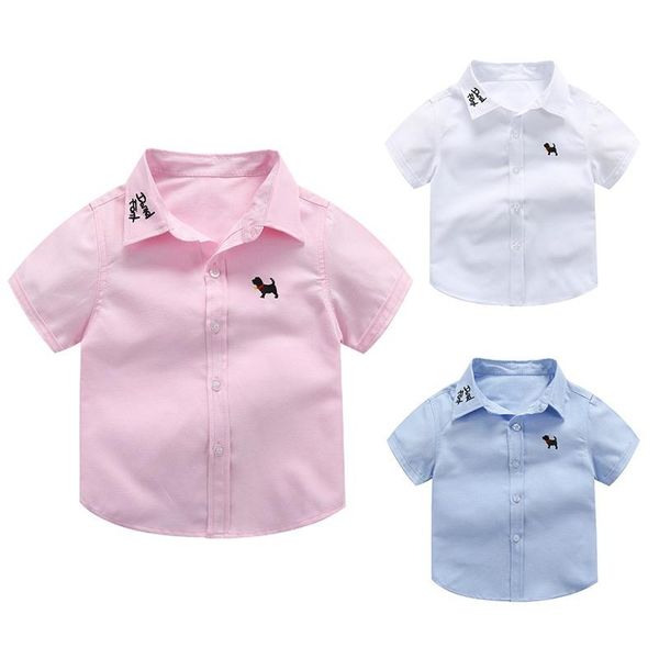 

shirts summer baby boys shirt cute puppy embroidery casual short sleeve cotton clothes blusas shein kids, White;black