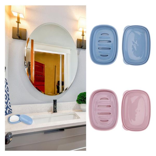 

soap dishes 2pcs stylish stand bathroom drain case for home blue