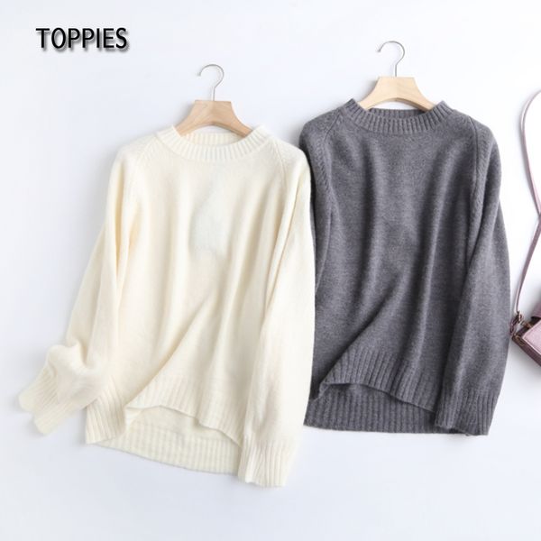 

ies 2021 winter beige knitted sweater women o neck jumper female oversize pullovers chic comfort warm clothes, Black