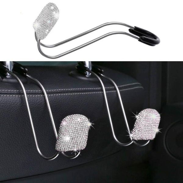 

car organizer tioodre 2pcs headrest pole hook crystal stainless steel hanger stowing tidying for briefcase coat umbrella