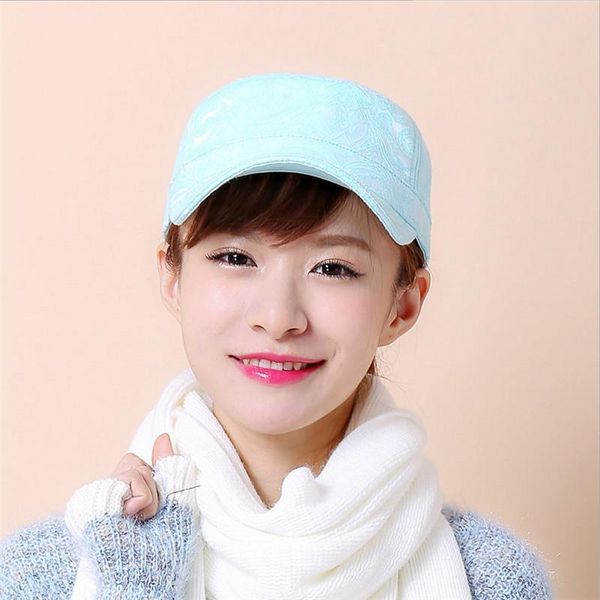 

berets 1pcs solid color women's military cap adjustable flat classical style autumn winter sunscreen sun hat female, Blue;gray