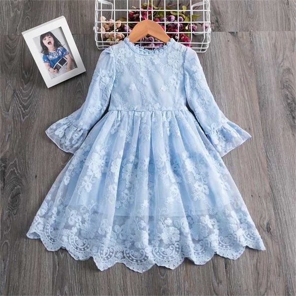 

girls winter dress for christmas costumes lace long sleeve dress flower girl wedding party dress kid evening princess vestidos 211027, Red;yellow