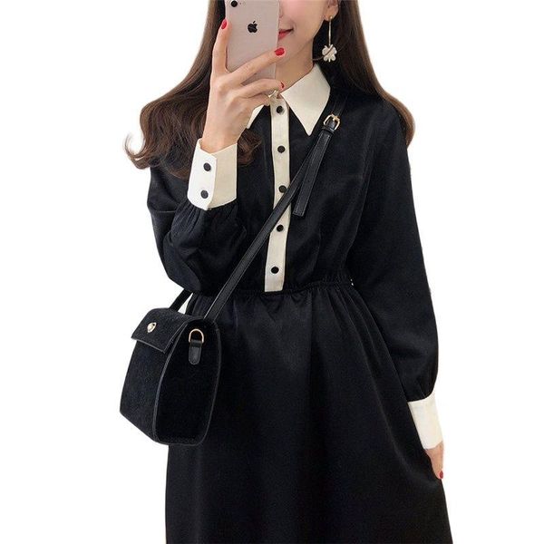 

casual dresses 2021 clothes women's dress year autumn winter scheming black hepburn wind long banquet full body, Black;gray