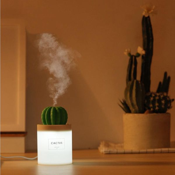 

humidifiers air humidifier soft led light cactus ultrasonic aroma essential oil diffuser for home car usb mini purifier office