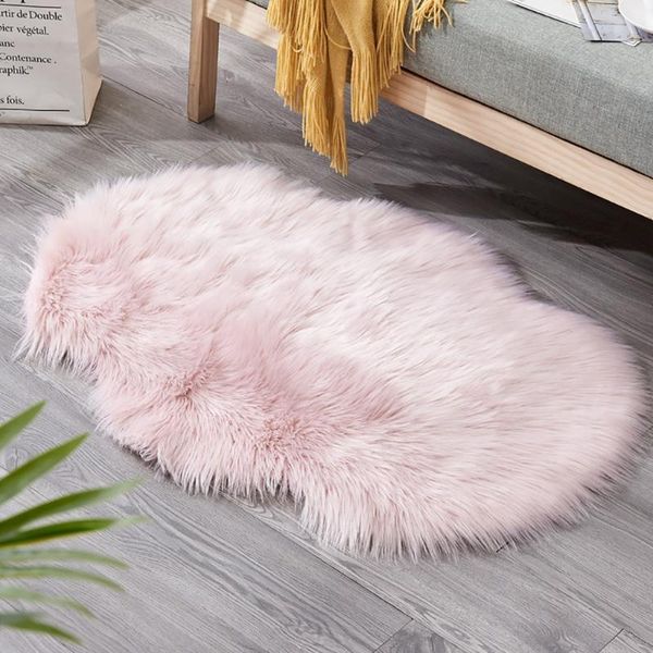 

carpets soft sheepskin chair covers warm hairy carpet seat pad smooth leather fur plain fluffy washable rugs household bedroom faux mat