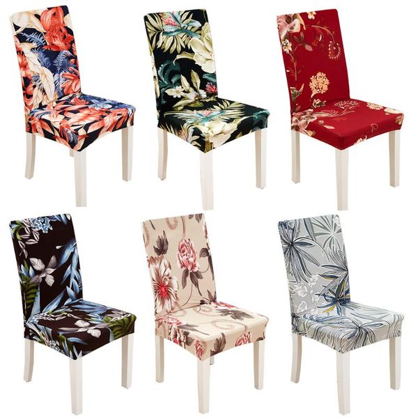

2021 new flower printing removable chair cover big elastic slipcover modern kitchen seat case stretch chair cover for banquet