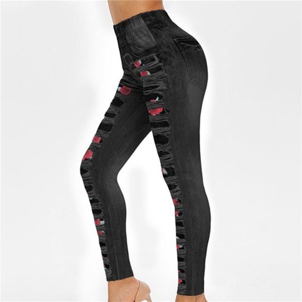 

women's pants & capris patchwork women printed fashion high waist ladies button fitness comfortable ankle long pencil, Black;white
