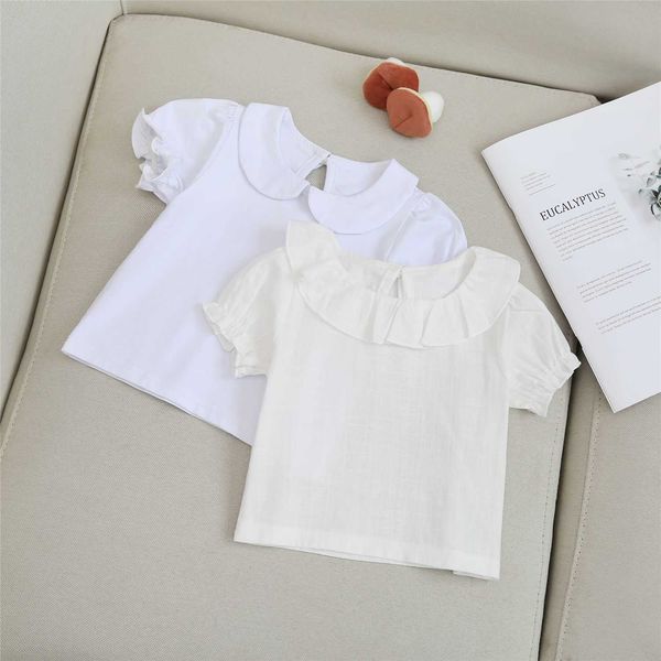 

year baby kemibibi old 0-1 sweet beauty wear cotton solid lace short sleeve cute lapel children's t-shirt, Black;white