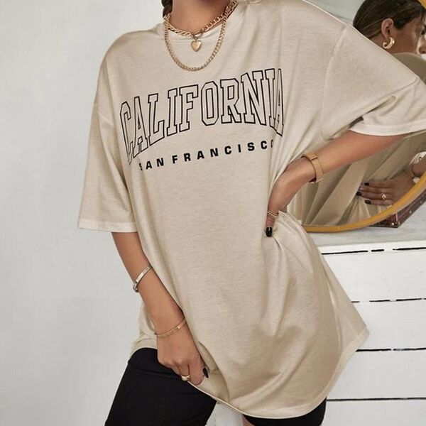 

women's t-shirt vip hjn california san francisco letter print women tumblr cute tee graphic summer y2k streetwear oversized t shirt, White