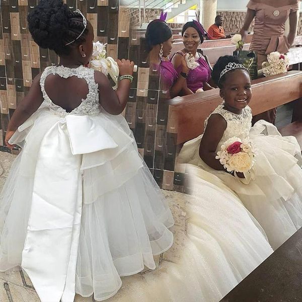 

girl's dresses lace beaded flower girl backless ball gown tulle little wedding communion pageant gowns, Red;yellow