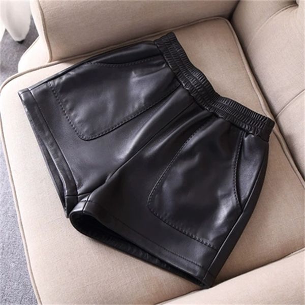 

2021 new fall and female winter high waist sheep skin j31 shorts 7slj, White;black