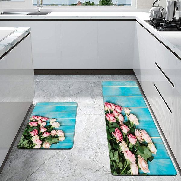 

carpets 3d floral printed kitchen floor mat non-slip table mats absorbent rugs soft microfiber rug
