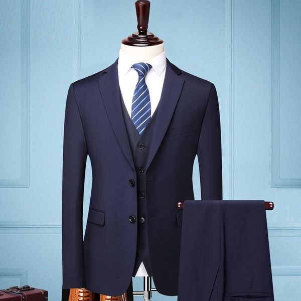 

men's suits & blazers 2021 suit 3-piece groom wedding dress for boys blazer colete male costume business vest clothing formal jackets s, White;black