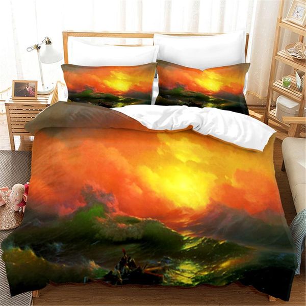 

bedding sets 200x229 full size 3d printing sunset ocean wave duvet cover with nordic family bedroom pillowcase