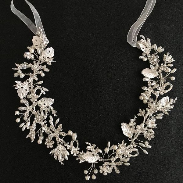 

hair clips & barrettes slbridal silver color clear crystal rhinestones leaf wedding accessories hairband bridal headband bridesmaids jewelry, Golden;silver