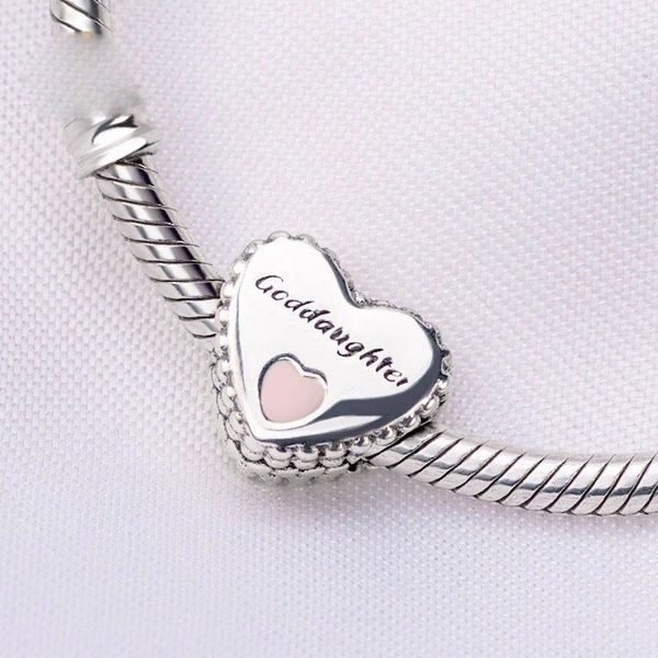 

2022 new 925 sterling silver goddaughter heart charm bead fits european jewelry charm bracelets and necklaces, Black