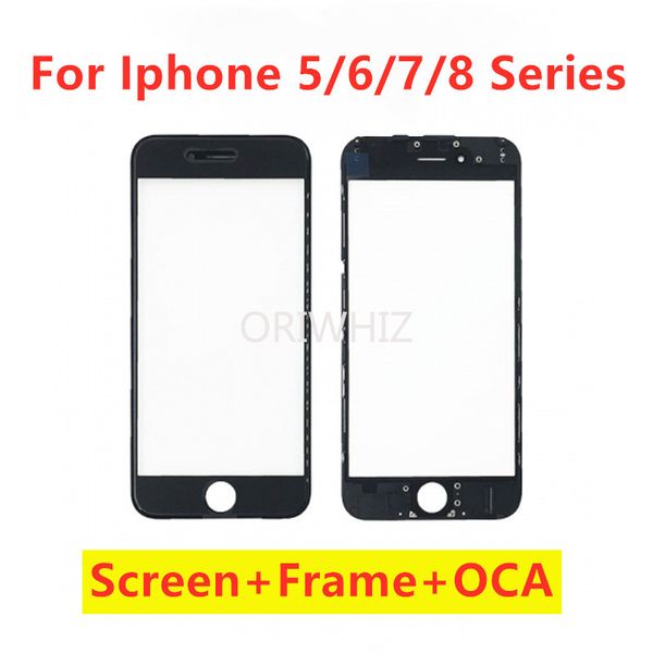 Per iPhone 5 5s 6 6s plus 7 plus 8 Plus Parti di riparazione LCD Touch Screen Display in vetro Telaio anteriore + Cornice colla a caldo + OCA