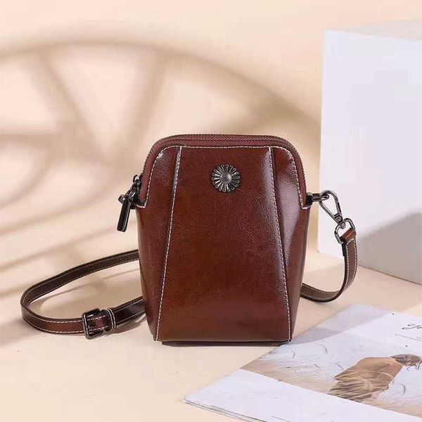 

luxury handbags 2021 wanghong versatile mobile phone cross shoulder oil wax cow leather small bag women's 6656