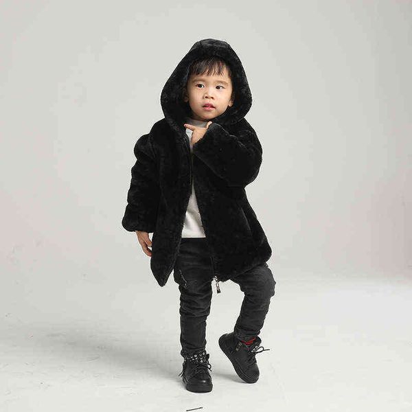 Inverno quente homens e meninas 'imitação de coelho casaco infantil de alta qualidade roupas de coelho crianças 211207