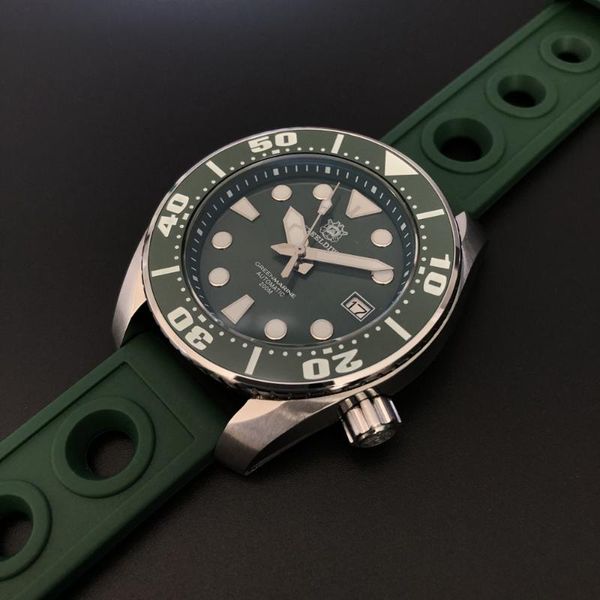 

wristwatches sd1971 arrival steeldive brand 6 colors rubber band nh35 automatic 20atm water resistant dive men watch, Slivery;brown