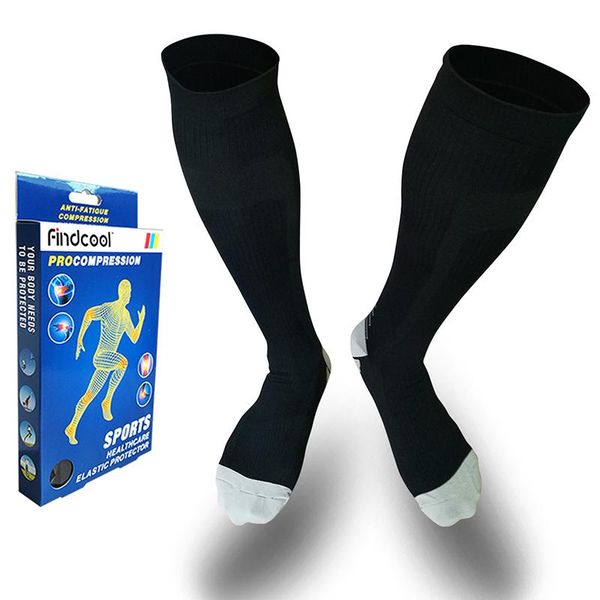 

sports socks findcool men's cycling compression half running sport man protect feet breathable wicking high for, Black
