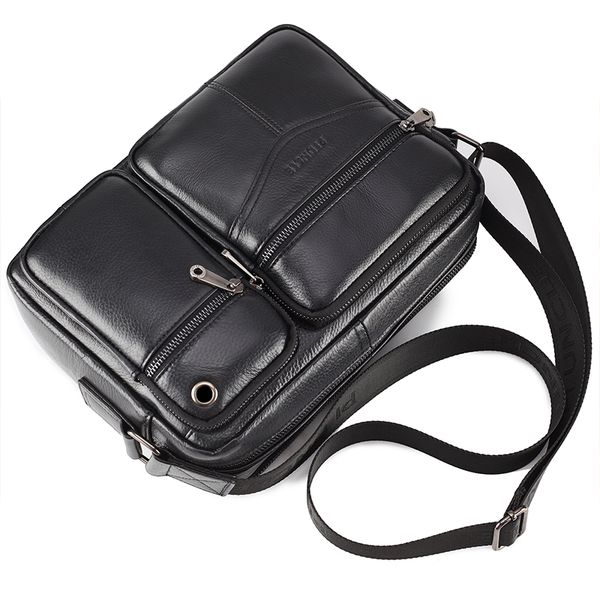 Mens 'Alta Qualidade Genuine Leather Travel Tablet Real Cowhide Crossbody Bolsa Bolsas