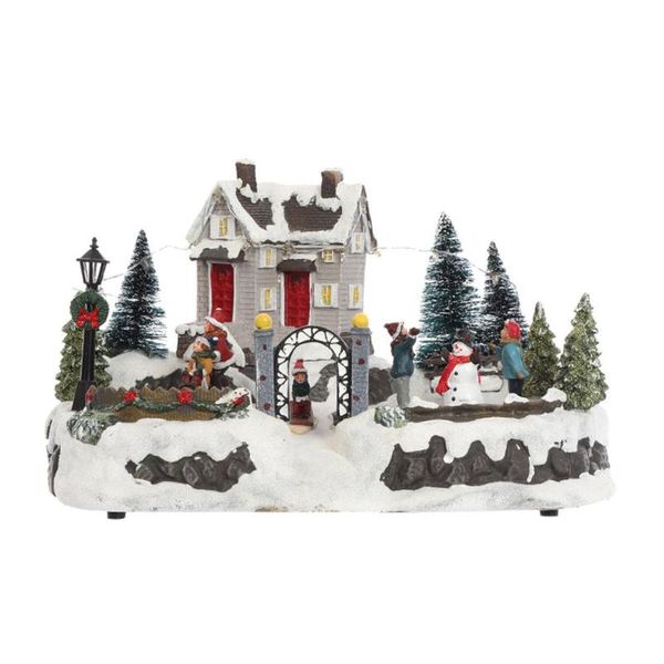 

christmas decorations glowing singing courtyard snow landscape house rotatable children resin ornaments xmas tree holiday decoration