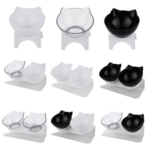 

cat bowls & feeders dog double with raised stand pet food water feeder 15Â° tilted non-slip drinking dispenser feeding container