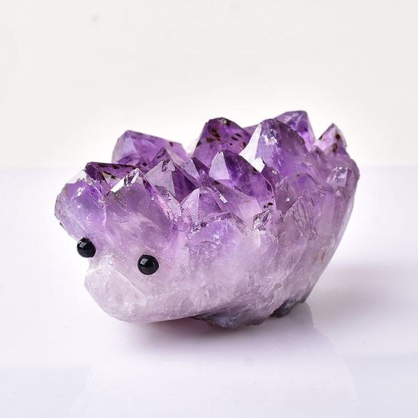 

decorative objects & figurines natural amethyst hedgehog figurine crystal cluster quartz ore magic cure ornaments available home decoration