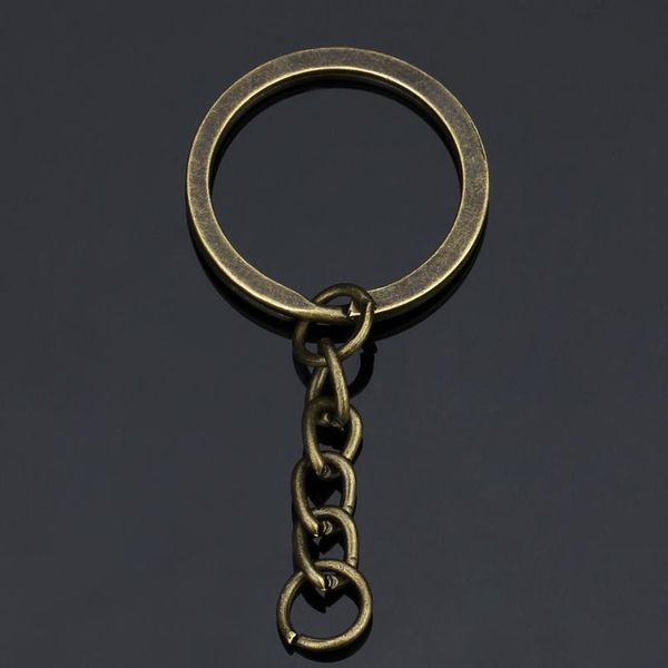 

5pcs/set key chains with split ring bronze rhodium gold 30mm long round split keyrings keychain diy jewelry making w jllhrm, Silver
