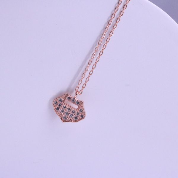 

Concentric lock full diamond necklace, Silver