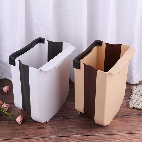 

1pcs 5l wall-mounted folding trash bin kitchen cabinet door hanging trash bin can