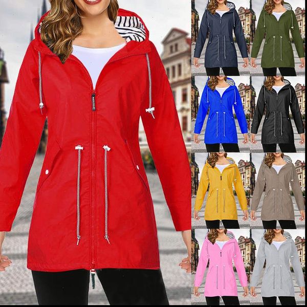 

women windbreaker jacket female autumn zipper long hiking climbing cycling jacket coat womens outwear plus size 2021, Tan;black