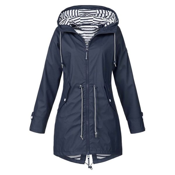 

women waterproof rain jacket hooded raincoat sizexxl, White