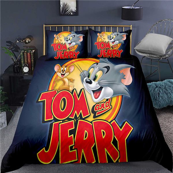 

cartoon cat and mouse 3d printing colorful bedding sets duvet cover-89