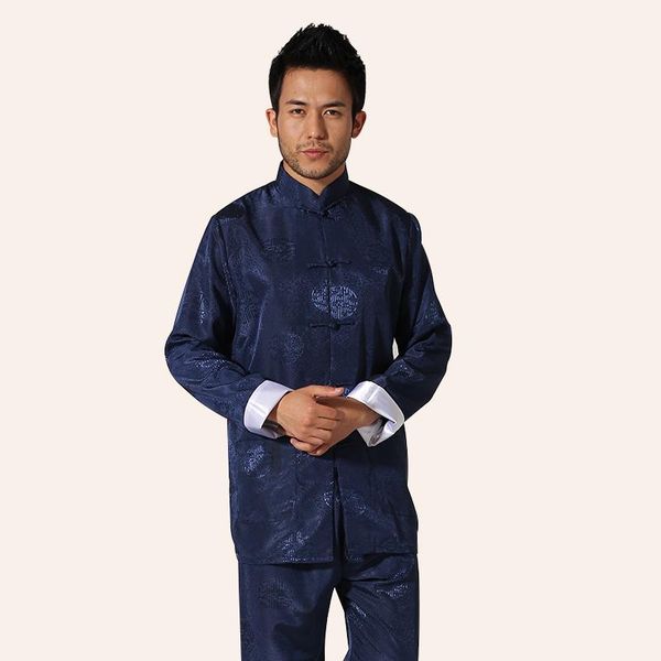 

men's tracksuits chinese traditional satin rayon suit vintage long sleeve tai chi wushu uniform clothing  l xl xxl 3xl l070602, Gray