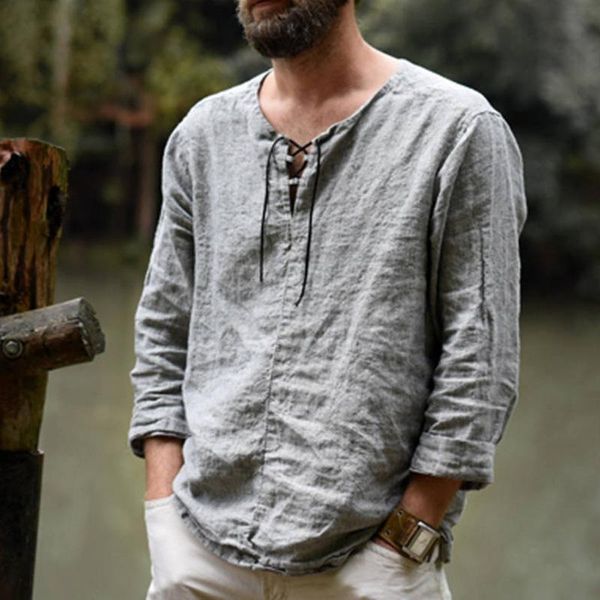 

men's shirt camisa summer long sleeve cotton and linen male blouse new style comfortable men beggar shirt, White;black